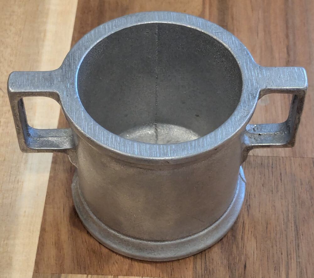 Vintage Pewter Style Open Sugar Bowl Toothpick Holder 2.5" Double Handle Metal